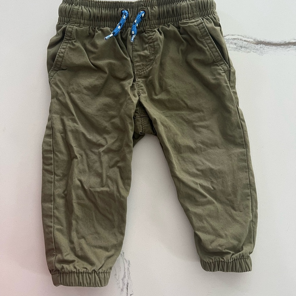 3/$10  Carter's Olive Joggers with Blue Drawstring